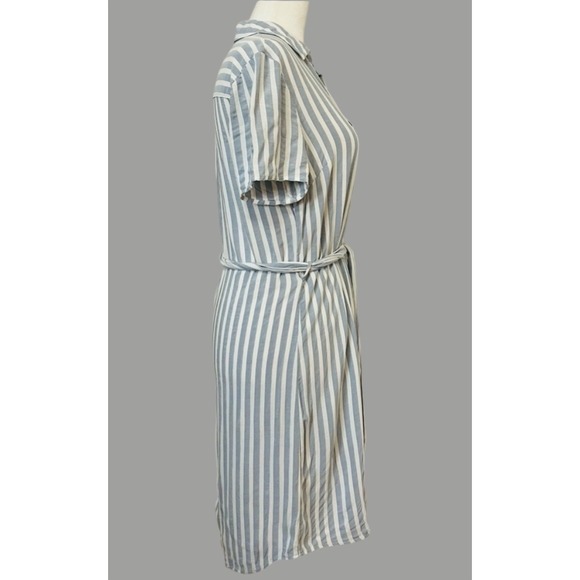 Dynamite Blue & White Striped Shirt Dress with Belt Short Sleeve Small - Picture 7 of 10
